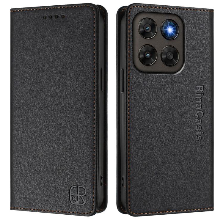 For Motorola Moto G87 / G67 5G / G77 5G RC01 Dual-Folded Magnetic Suction RFID Leather Phone Case