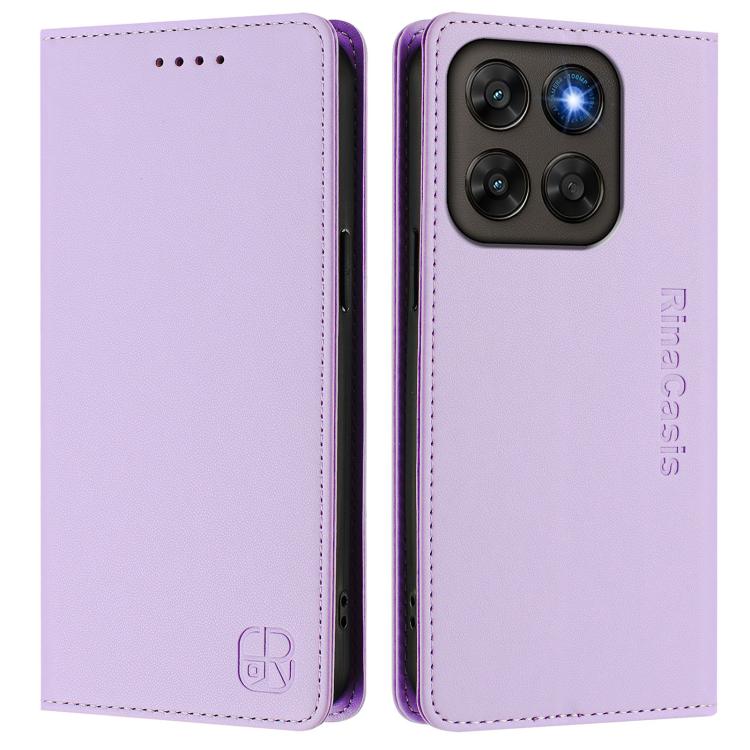 For Motorola Moto G87 / G67 5G / G77 5G RC01 Dual-Folded Magnetic Suction RFID Leather Phone Case