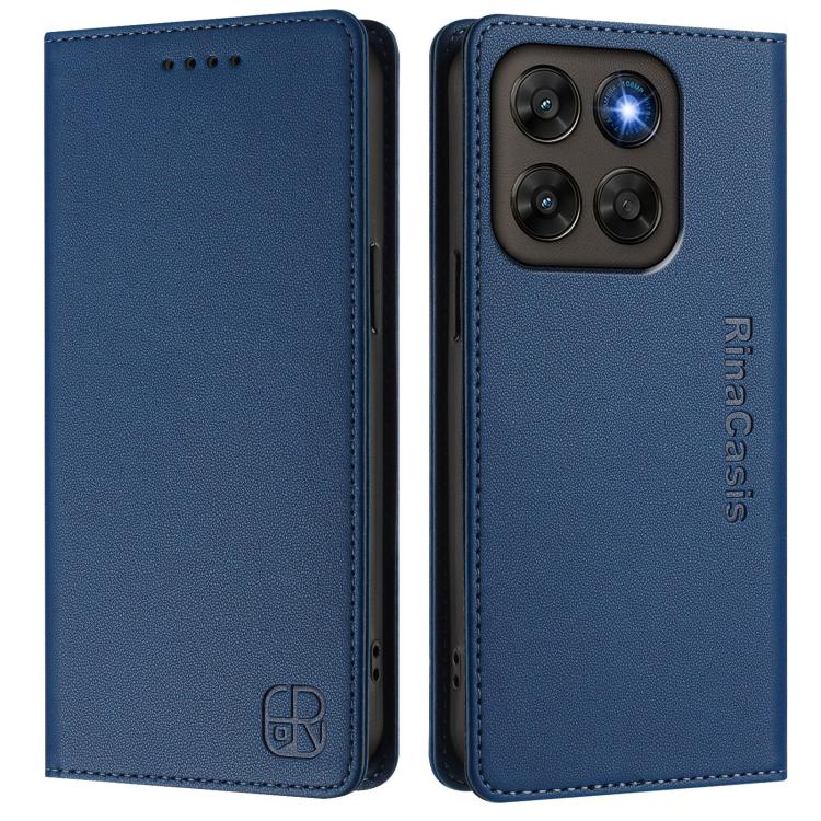 For Motorola Moto G87 / G67 5G / G77 5G RC01 Dual-Folded Magnetic Suction RFID Leather Phone Case