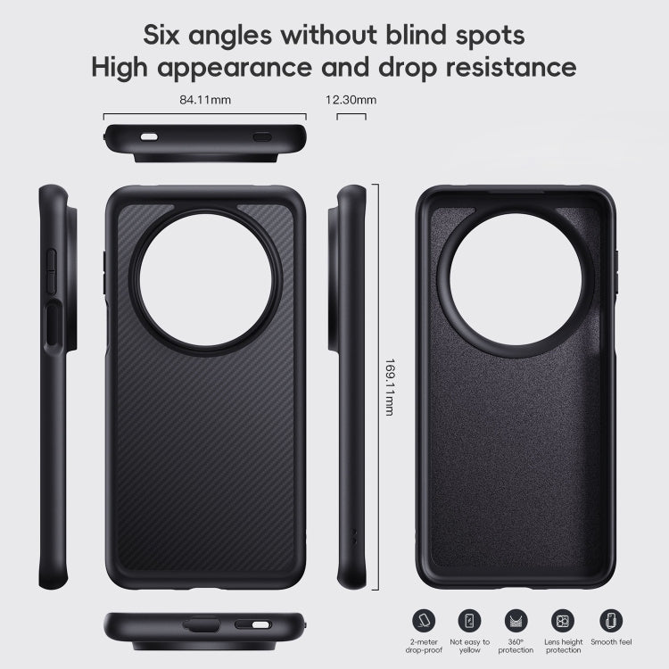 For Huawei Mate 70 Pro / 70 Pro+ Carbon Fiber Kevlar MagSafe Magnetic Phone Case - Black