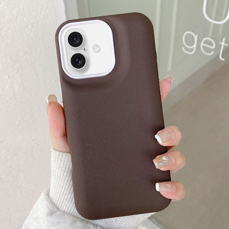 For iPhone 16 Plus Leather Texture Phone Case
