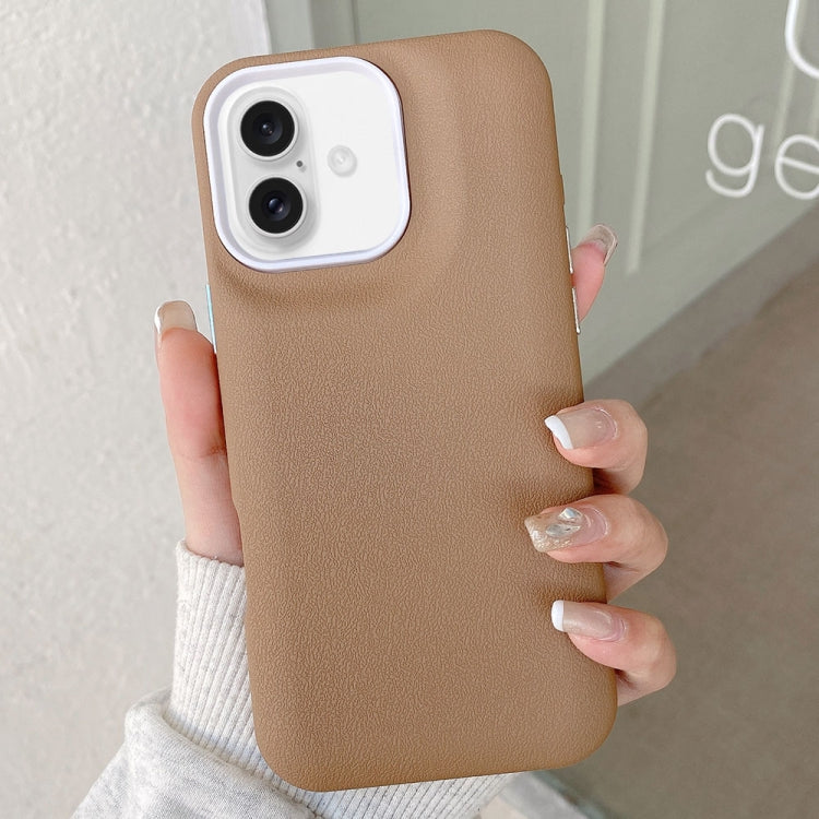 For iPhone 16 Plus Leather Texture Phone Case