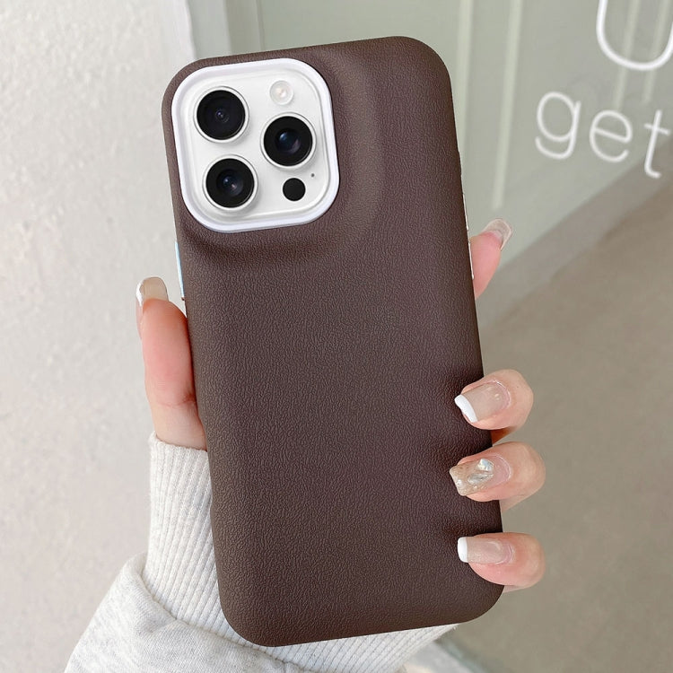 For iPhone 16 Pro Leather Texture Phone Case