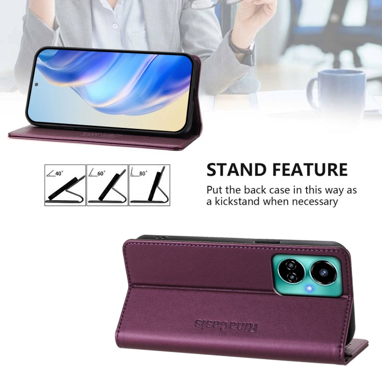 For Tecno Camon 19 / 19 Pro 5G RC01 Dual-Folded Magnetic Suction RFID Leather Phone Case