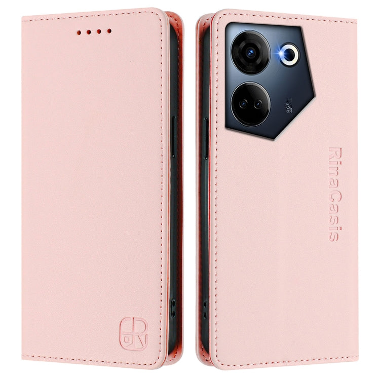 For Tecno Camon 20 4G / 20 Pro 4G RC01 Dual-Folded Magnetic Suction RFID Leather Phone Case