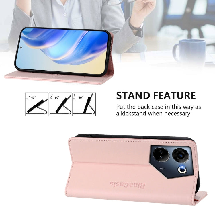 For Tecno Camon 20 4G / 20 Pro 4G RC01 Dual-Folded Magnetic Suction RFID Leather Phone Case