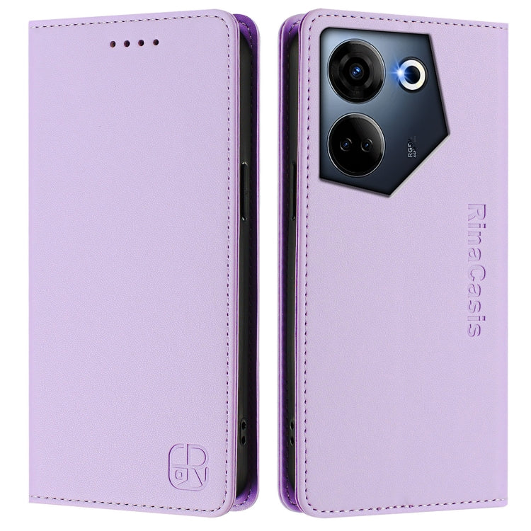 For Tecno Camon 20 4G / 20 Pro 4G RC01 Dual-Folded Magnetic Suction RFID Leather Phone Case