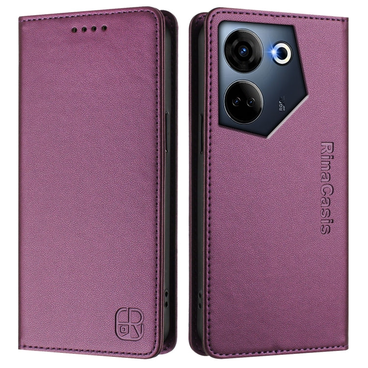 For Tecno Camon 20 4G / 20 Pro 4G RC01 Dual-Folded Magnetic Suction RFID Leather Phone Case