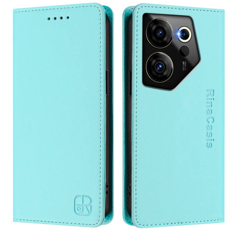 For Tecno Camon 20 Premier 5G RC01 Dual-Folded Magnetic Suction RFID Leather Phone Case