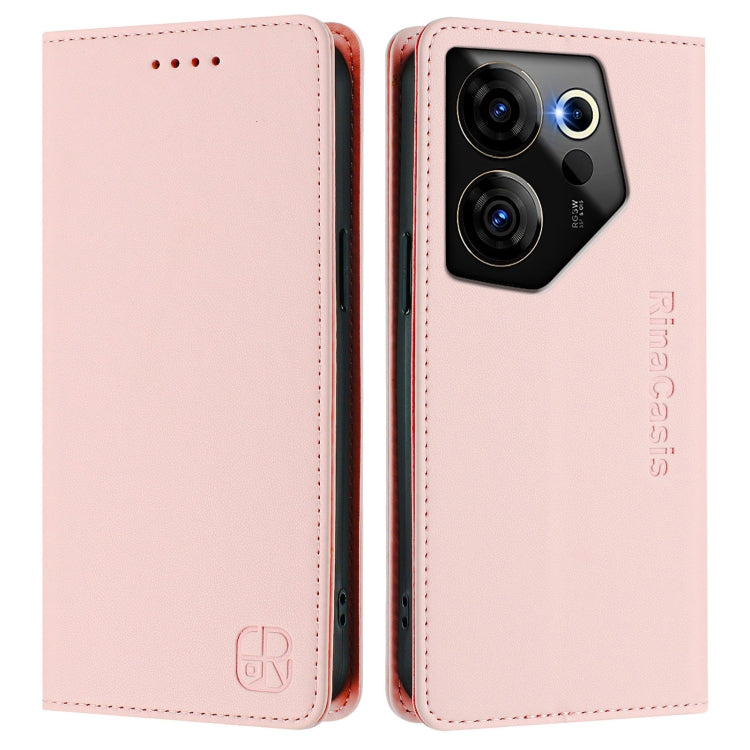 For Tecno Camon 20 Premier 5G RC01 Dual-Folded Magnetic Suction RFID Leather Phone Case