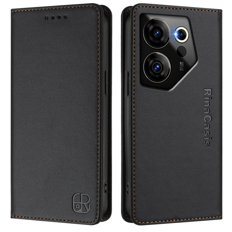 For Tecno Camon 20 Premier 5G RC01 Dual-Folded Magnetic Suction RFID Leather Phone Case