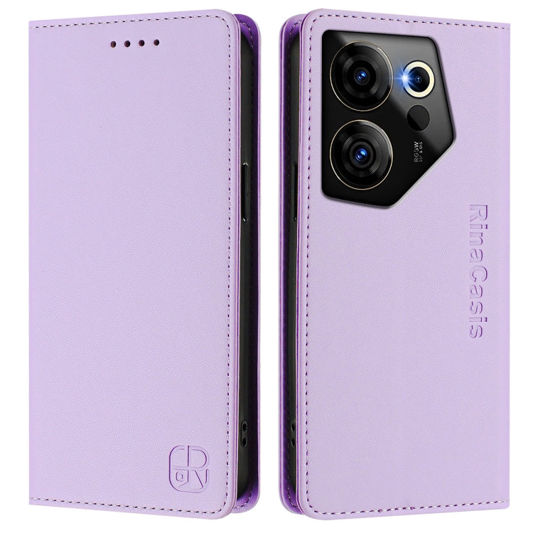 For Tecno Camon 20 Premier 5G RC01 Dual-Folded Magnetic Suction RFID Leather Phone Case