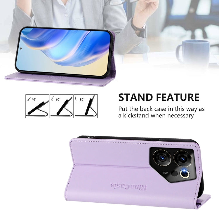 For Tecno Camon 20 Premier 5G RC01 Dual-Folded Magnetic Suction RFID Leather Phone Case