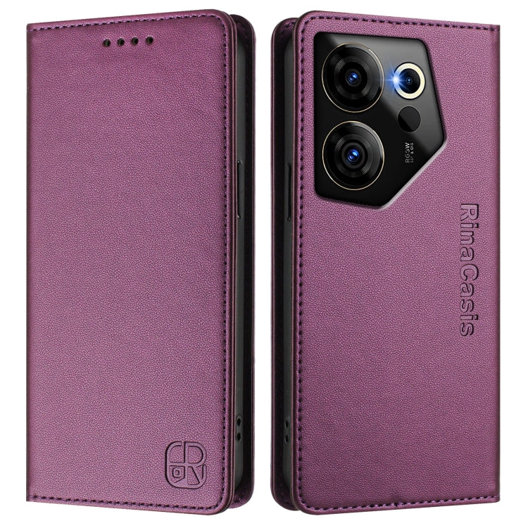 For Tecno Camon 20 Premier 5G RC01 Dual-Folded Magnetic Suction RFID Leather Phone Case