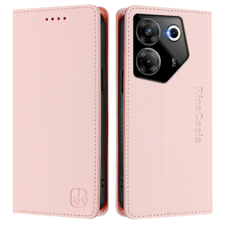 For Tecno Camon 20 Pro 5G RC01 Dual-Folded Magnetic Suction RFID Leather Phone Case