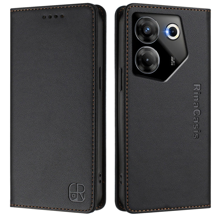 For Tecno Camon 20 Pro 5G RC01 Dual-Folded Magnetic Suction RFID Leather Phone Case