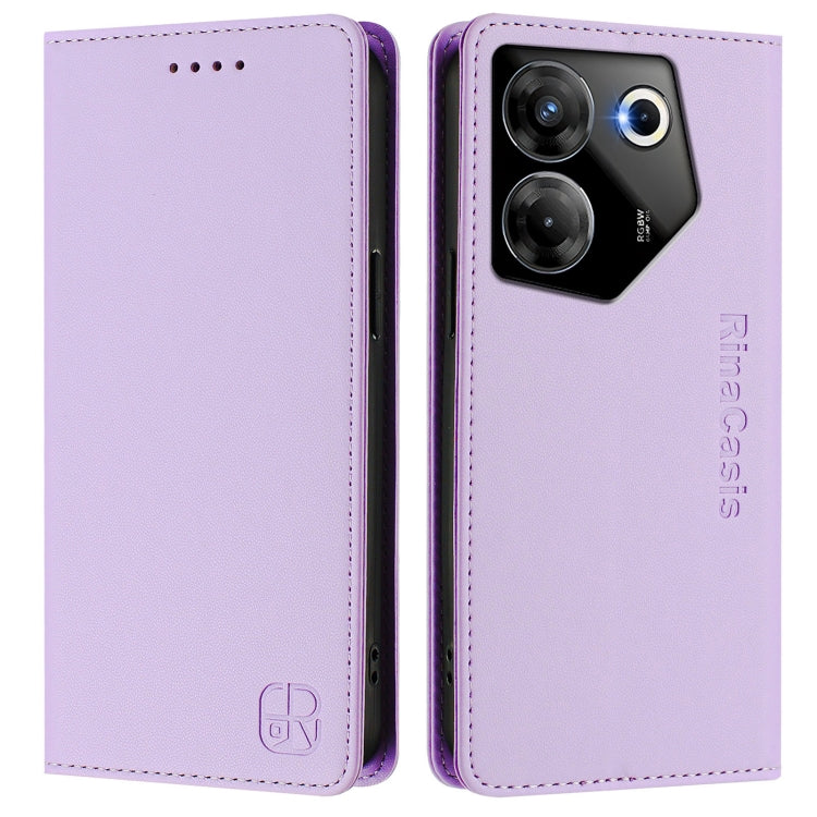 For Tecno Camon 20 Pro 5G RC01 Dual-Folded Magnetic Suction RFID Leather Phone Case