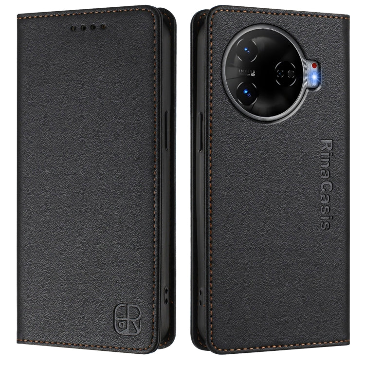 For Tecno Camon 30 Pro 5G RC01 Dual-Folded Magnetic Suction RFID Leather Phone Case