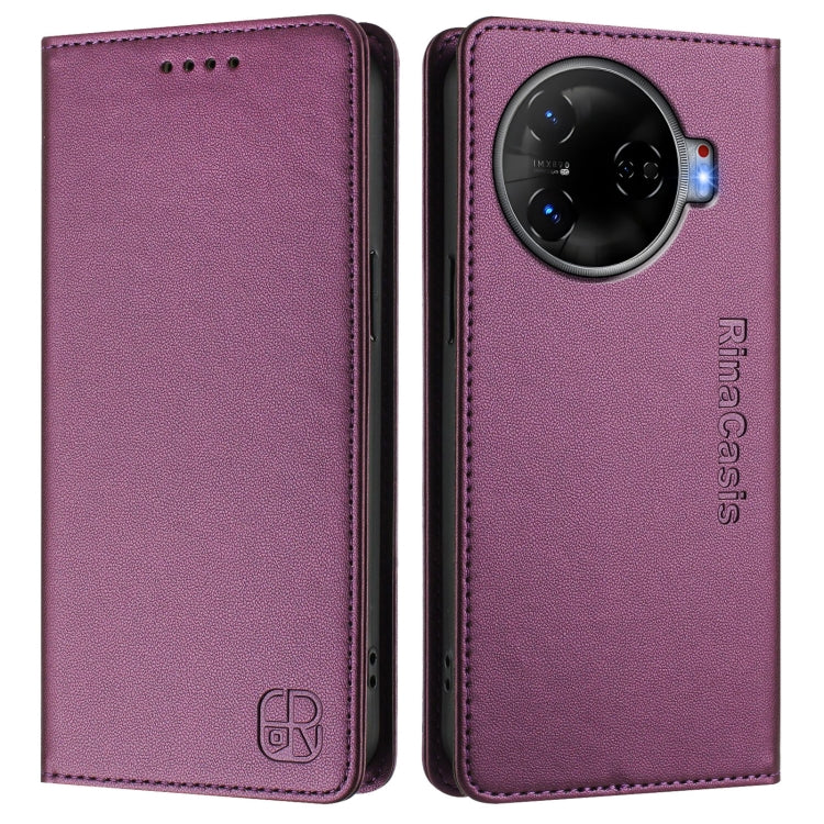 For Tecno Camon 30 Pro 5G RC01 Dual-Folded Magnetic Suction RFID Leather Phone Case