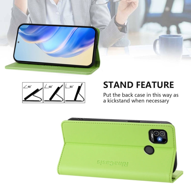 For Tecno Pop 5 RC01 Dual-Folded Magnetic Suction RFID Leather Phone Case