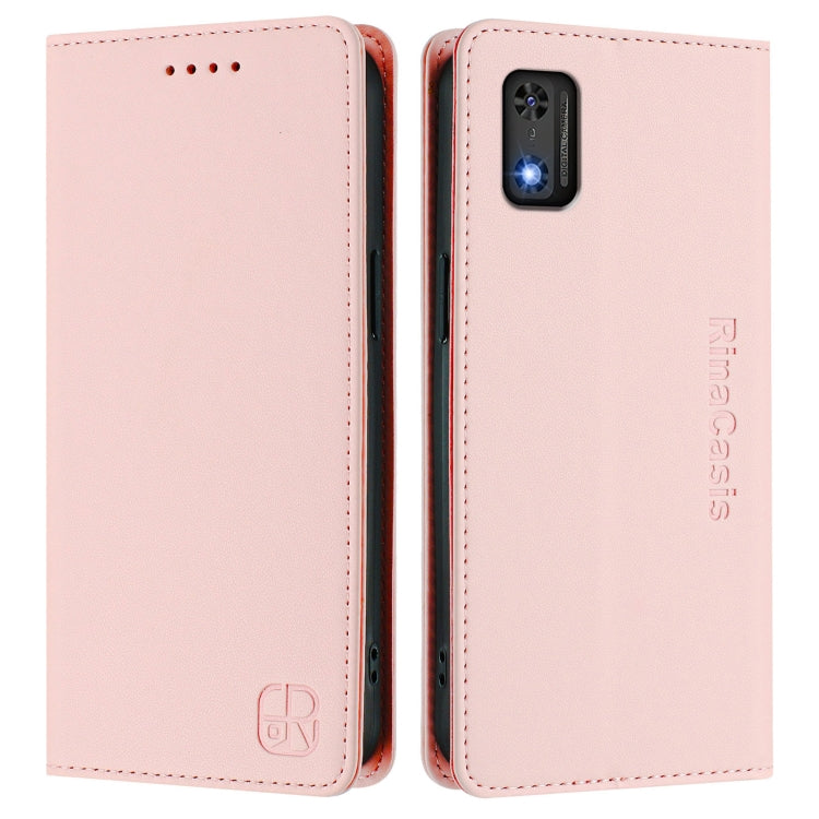 For Tecno Pop 6C / itel A18 RC01 Dual-Folded Magnetic Suction RFID Leather Phone Case
