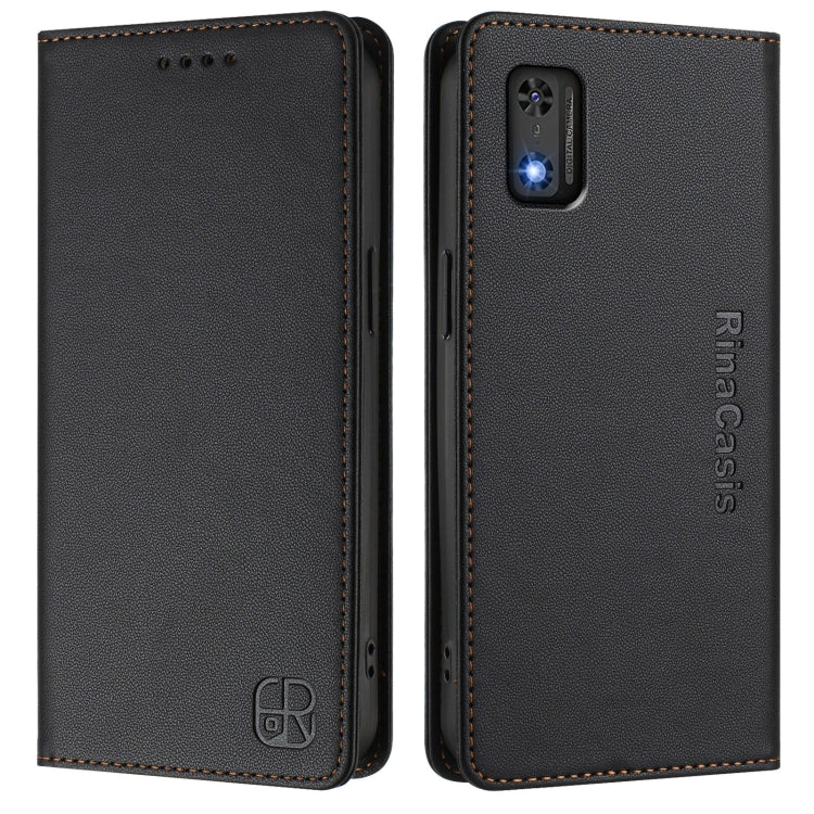 For Tecno Pop 6C / itel A18 RC01 Dual-Folded Magnetic Suction RFID Leather Phone Case
