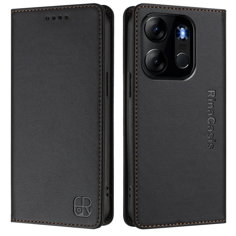 For Tecno Pop 7/ 7 Pro / Spark GO 2023 RC01 Dual-Folded Magnetic Suction RFID Leather Phone Case