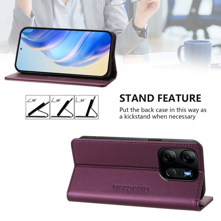 For Tecno Pop 7/ 7 Pro / Spark GO 2023 RC01 Dual-Folded Magnetic Suction RFID Leather Phone Case