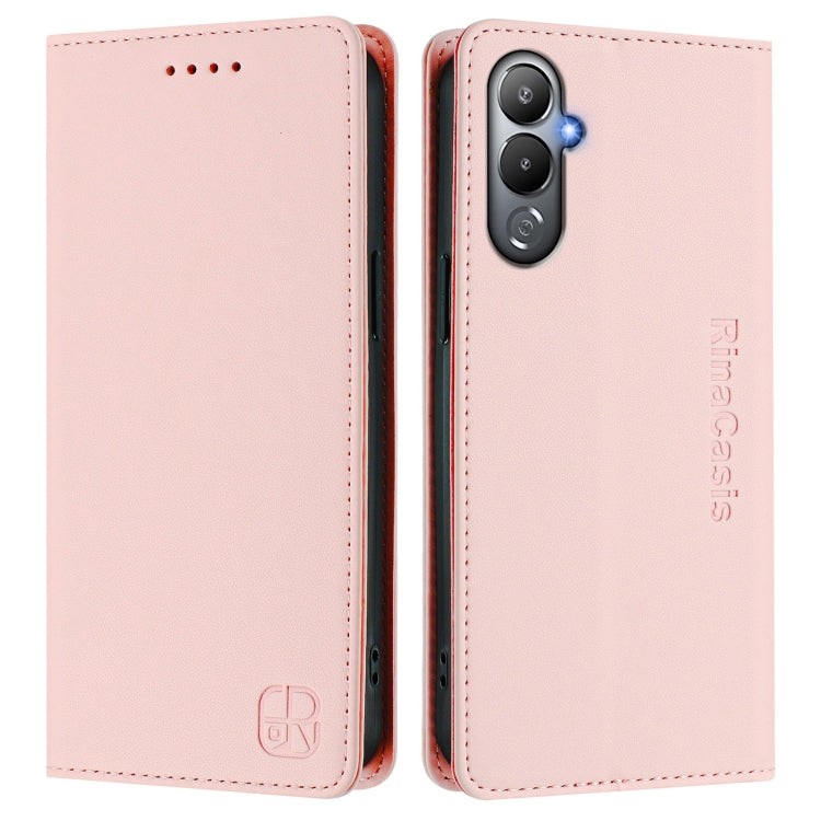 For Tecno Pova 4 RC01 Dual-Folded Magnetic Suction RFID Leather Phone Case