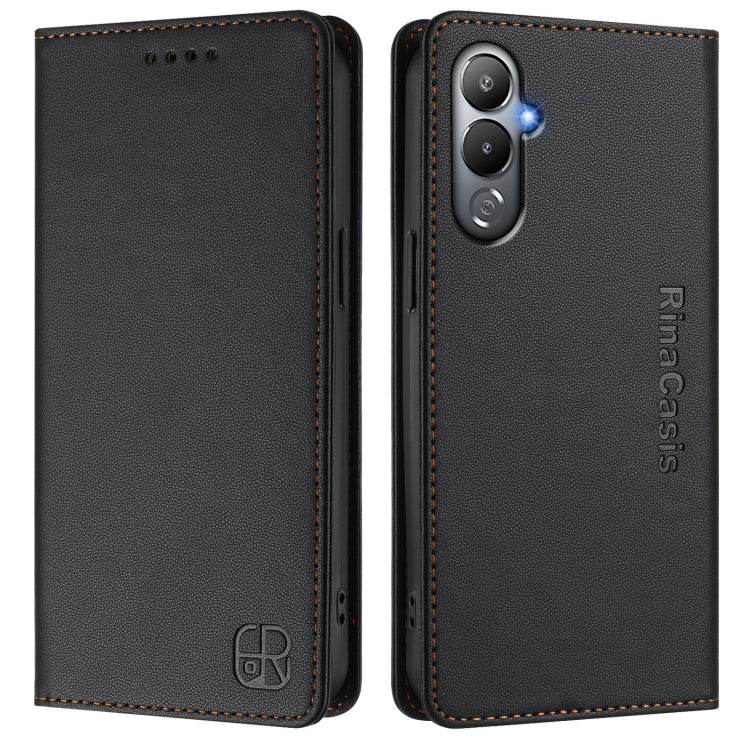 For Tecno Pova 4 RC01 Dual-Folded Magnetic Suction RFID Leather Phone Case
