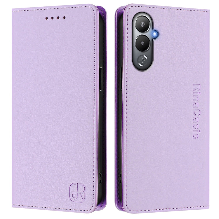 For Tecno Pova 4 RC01 Dual-Folded Magnetic Suction RFID Leather Phone Case