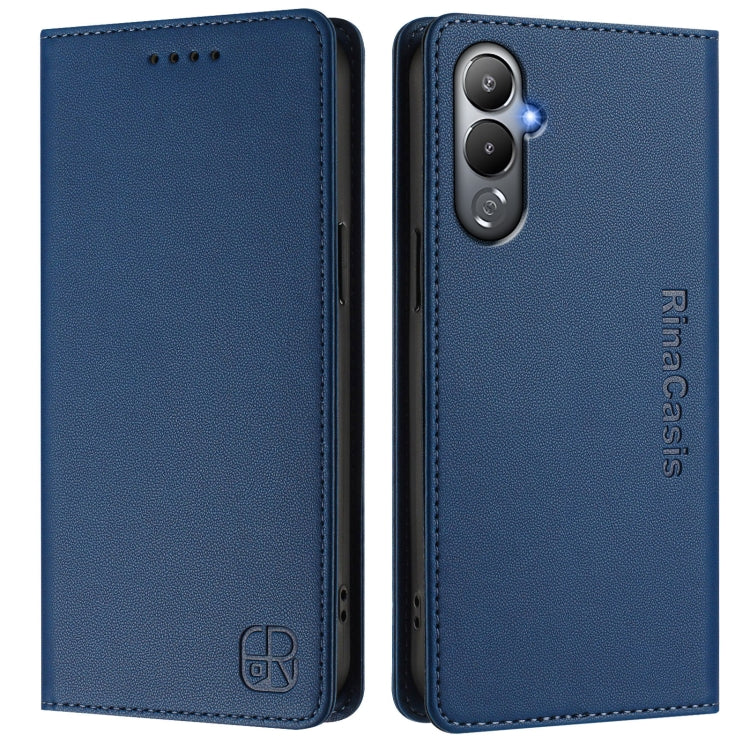 For Tecno Pova 4 RC01 Dual-Folded Magnetic Suction RFID Leather Phone Case