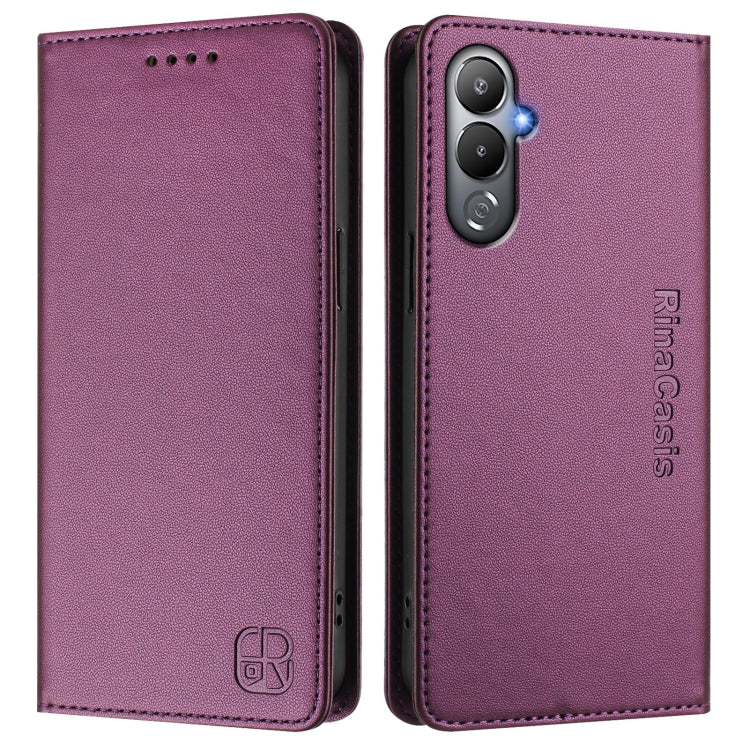 For Tecno Pova 4 RC01 Dual-Folded Magnetic Suction RFID Leather Phone Case