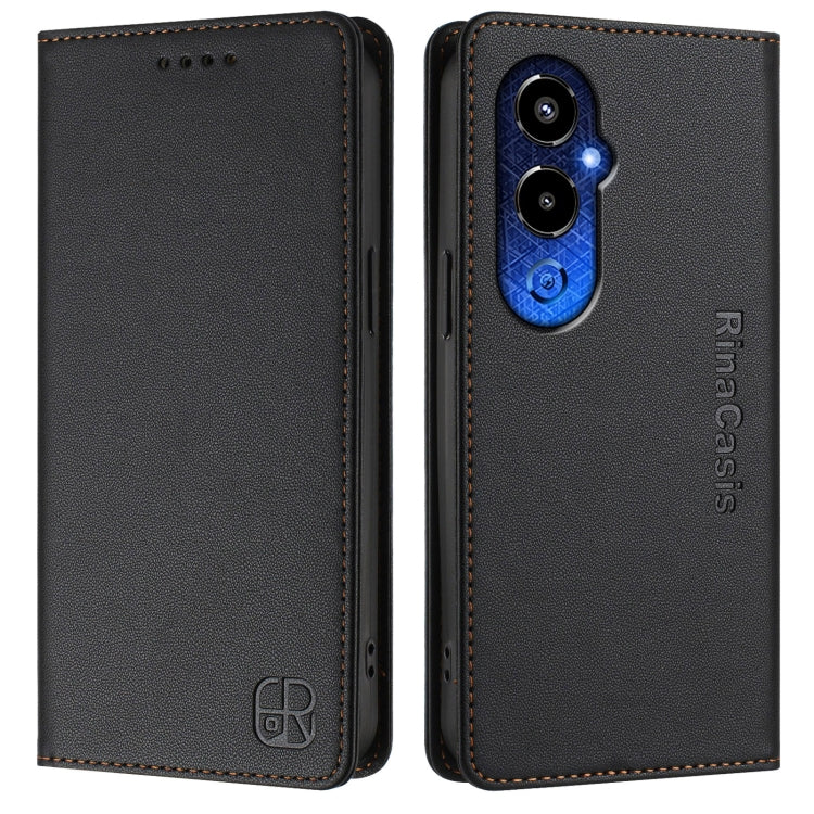 For Tecno Pova 4 Pro 4G RC01 Dual-Folded Magnetic Suction RFID Leather Phone Case