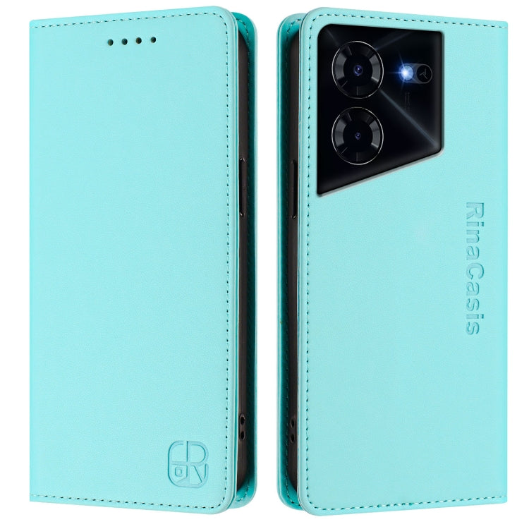 For Tecno Pova 5 RC01 Dual-Folded Magnetic Suction RFID Leather Phone Case