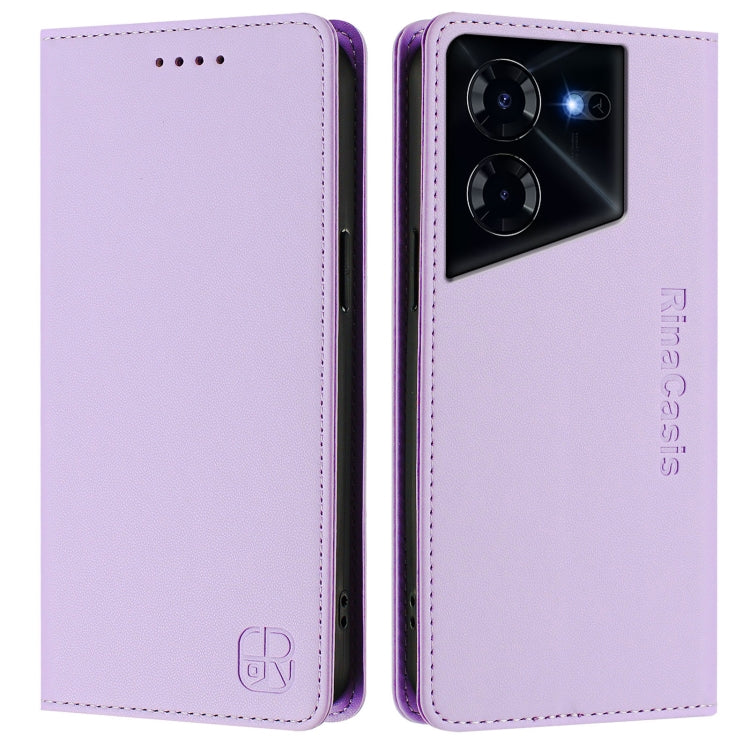 For Tecno Pova 5 RC01 Dual-Folded Magnetic Suction RFID Leather Phone Case