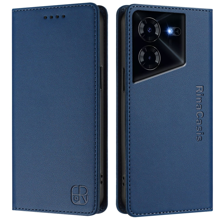 For Tecno Pova 5 RC01 Dual-Folded Magnetic Suction RFID Leather Phone Case