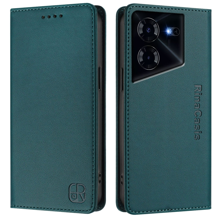 For Tecno Pova 5 RC01 Dual-Folded Magnetic Suction RFID Leather Phone Case