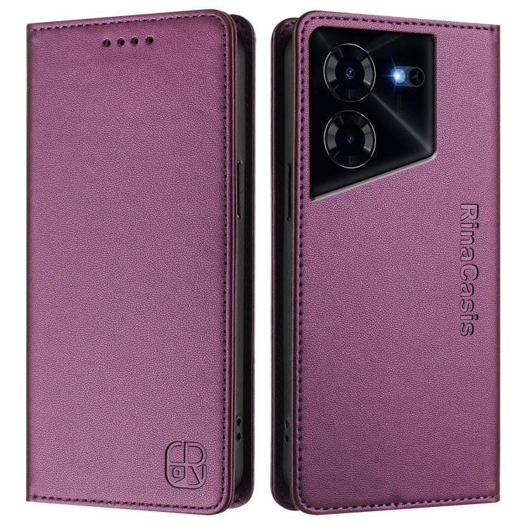 For Tecno Pova 5 RC01 Dual-Folded Magnetic Suction RFID Leather Phone Case