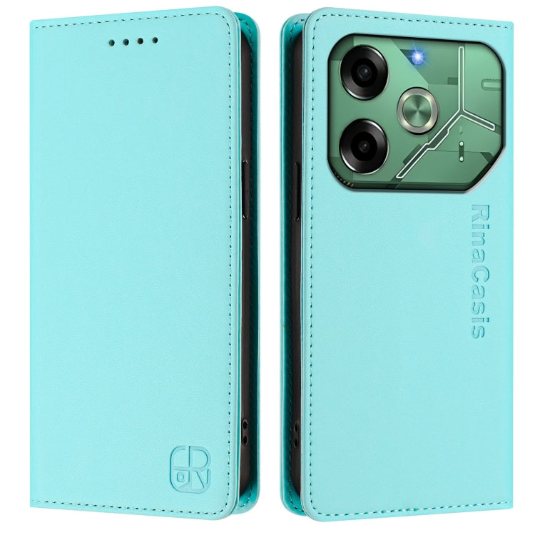 For Tecno Pova 6 4G RC01 Dual-Folded Magnetic Suction RFID Leather Phone Case