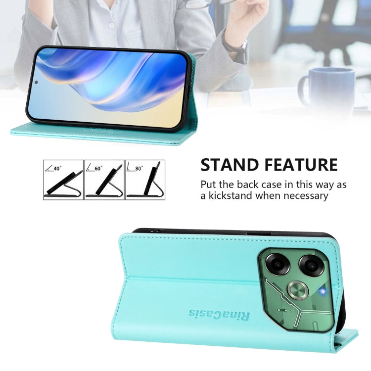 For Tecno Pova 6 4G RC01 Dual-Folded Magnetic Suction RFID Leather Phone Case
