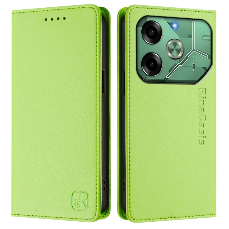 For Tecno Pova 6 4G RC01 Dual-Folded Magnetic Suction RFID Leather Phone Case