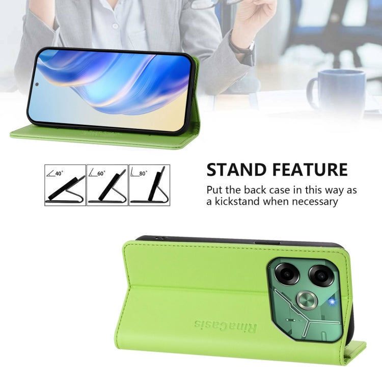 For Tecno Pova 6 4G RC01 Dual-Folded Magnetic Suction RFID Leather Phone Case