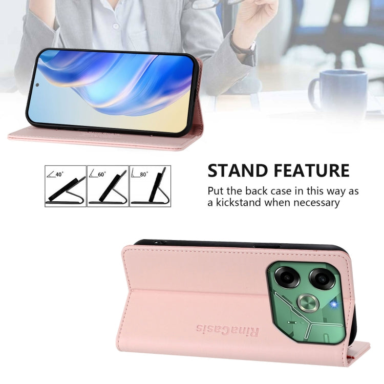 For Tecno Pova 6 4G RC01 Dual-Folded Magnetic Suction RFID Leather Phone Case