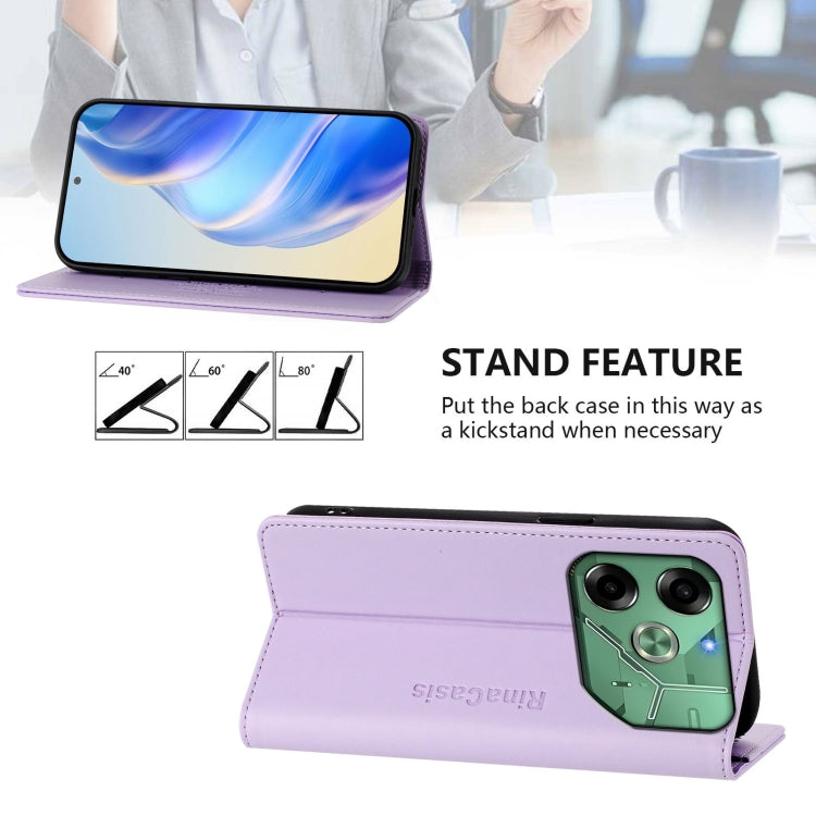 For Tecno Pova 6 4G RC01 Dual-Folded Magnetic Suction RFID Leather Phone Case