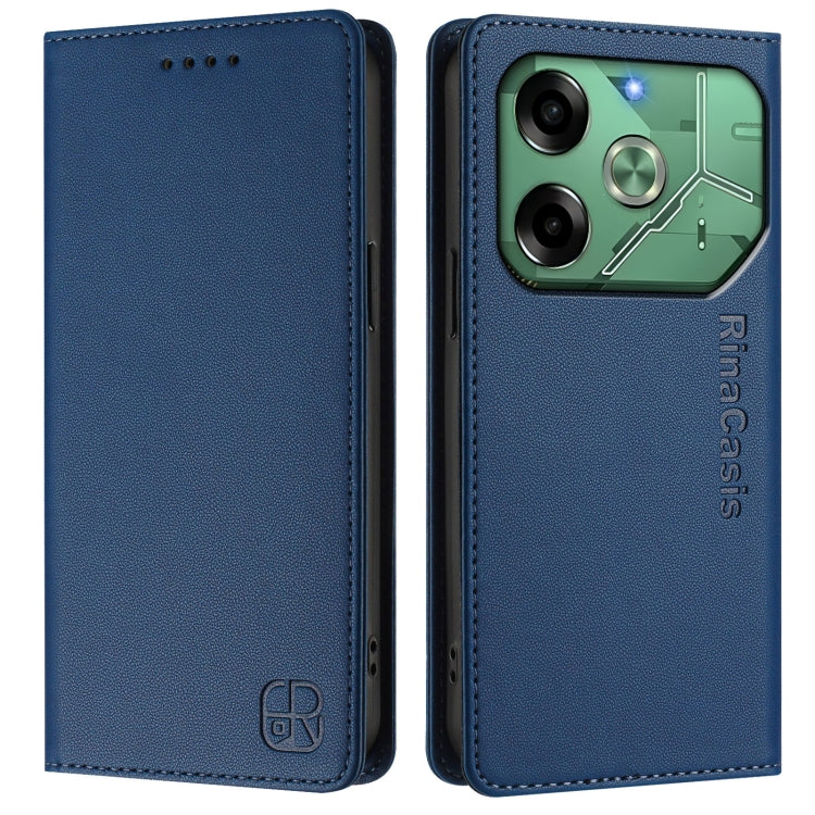 For Tecno Pova 6 4G RC01 Dual-Folded Magnetic Suction RFID Leather Phone Case