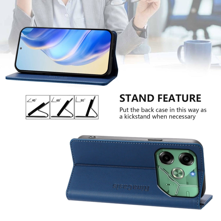 For Tecno Pova 6 4G RC01 Dual-Folded Magnetic Suction RFID Leather Phone Case