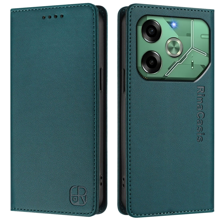 For Tecno Pova 6 4G RC01 Dual-Folded Magnetic Suction RFID Leather Phone Case