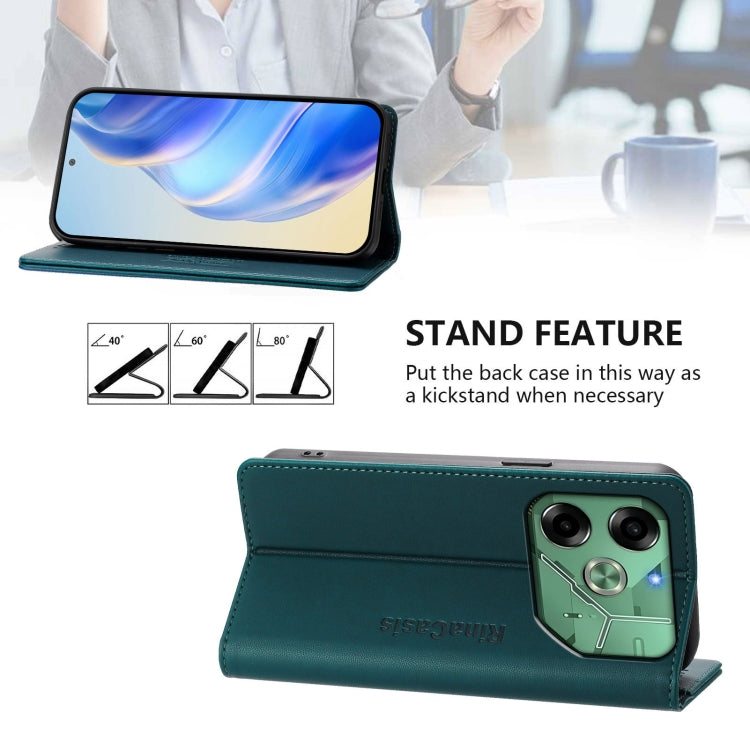 For Tecno Pova 6 4G RC01 Dual-Folded Magnetic Suction RFID Leather Phone Case