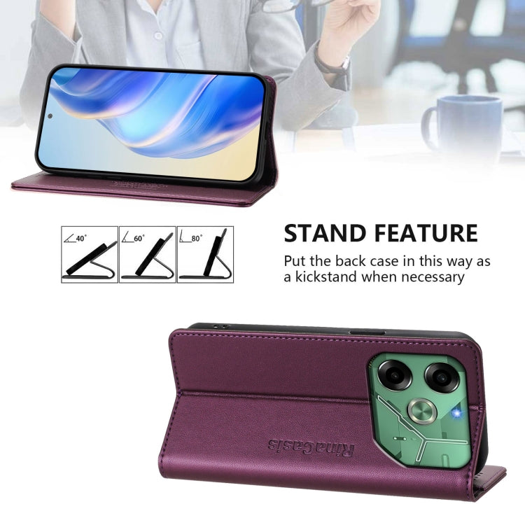 For Tecno Pova 6 4G RC01 Dual-Folded Magnetic Suction RFID Leather Phone Case